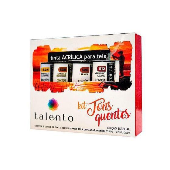 Imagem de Kit De Tinta Acrílica Talento Tons Quentes Com 5 Cores 20 Ml