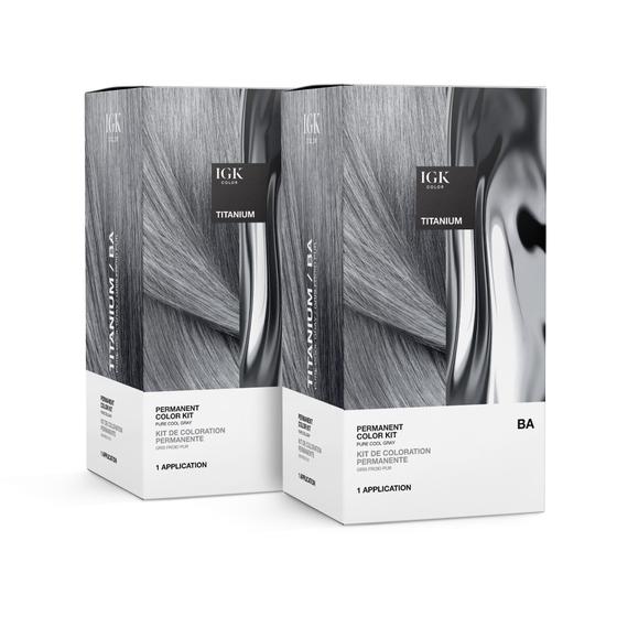 Imagem de Kit de Tintura Permanente IGK Titanium Pure Cool Grey BA - Pacote com 2
