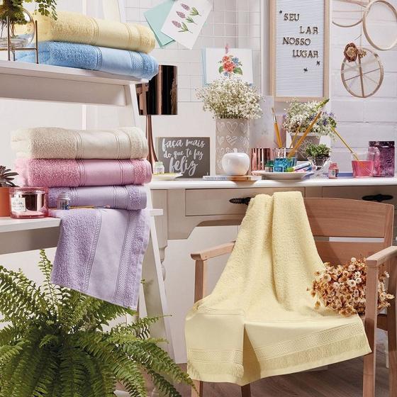 Imagem de Kit de toalhas pinta e borda solteiro vivian lilás 100% algodão 340g/m² santista