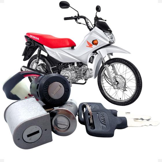 Imagem de Kit De Travas Banco Guidão e Chave De Ignição 2 Chaves Para Honda Pop 110i 2016 2017 2018 2019 2020