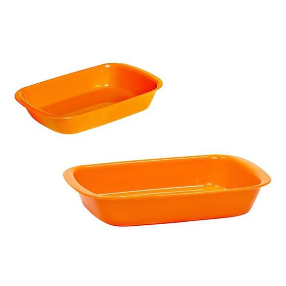 Imagem de Kit De Travessa Servir Vemplast 2 Peças P+M Laranja