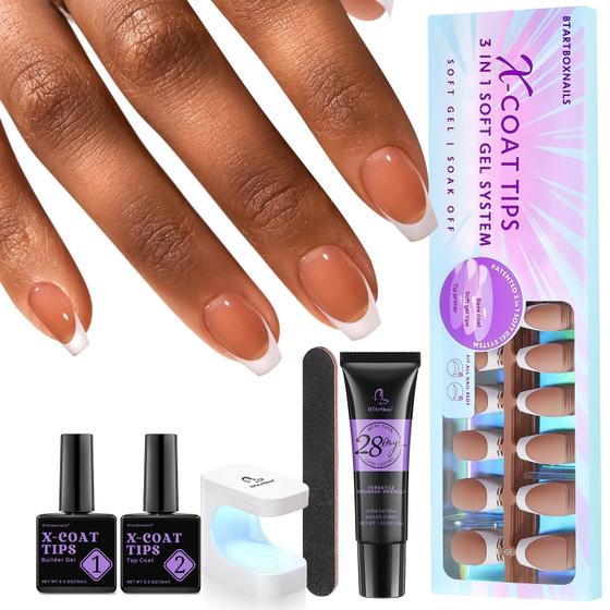 Imagem de Kit de unhas de gel francês btartboxnails com 160 pontas de unhas e lâmpada