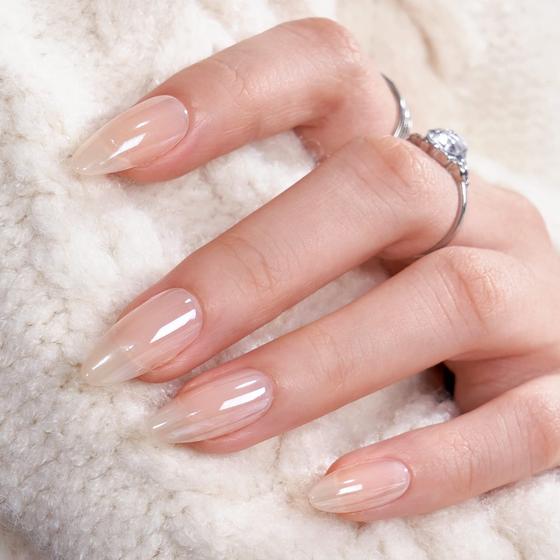 Imagem de Kit de Unhas Press On BartBox - Gel Macio Almond Chrome Nude (30 unidades)