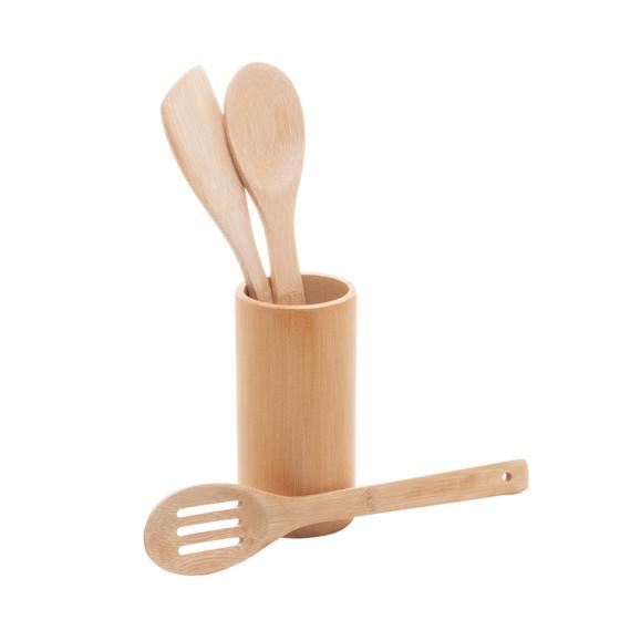 Imagem de Kit De Utensílios 3 Peças Em Bambu Com Suporte Ecokitchen