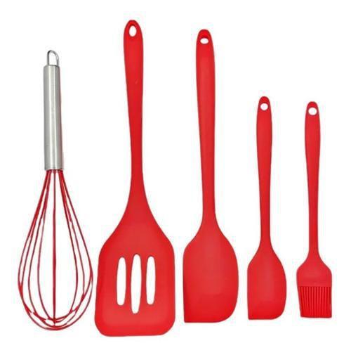 Imagem de Kit De Utensílios De Silicone - 5 Pçs - Vermelho