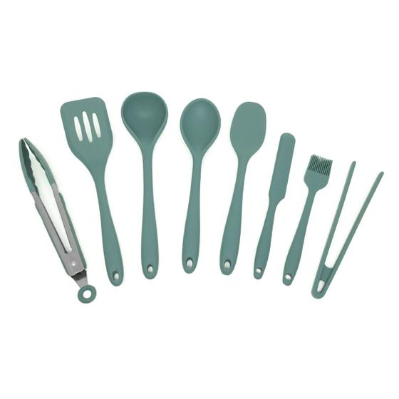 Imagem de Kit de Utensílios de Silicone C/ 8 Pçs Vd Escuro - Oikos