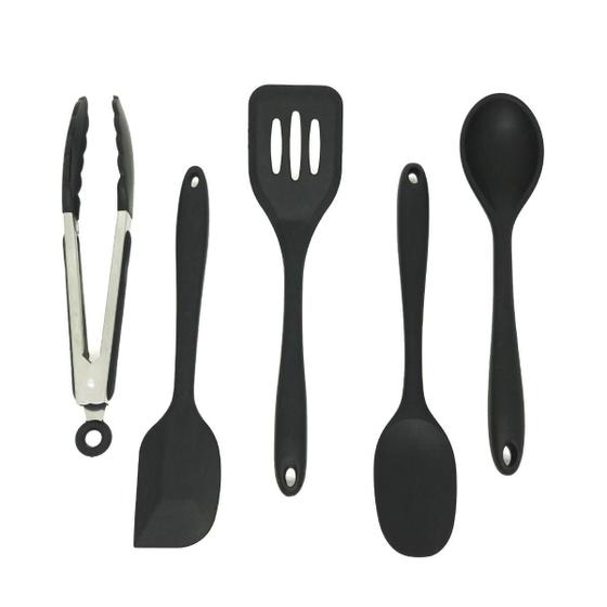 Imagem de Kit De Utensílios De Silicone Com 5 Peças Preto - Oikos