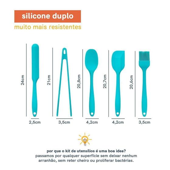 Imagem de Kit De Utensílios De Silicone Com 5 Peças Verde - Oikos