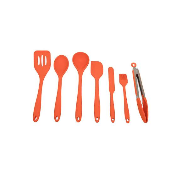 Imagem de Kit de Utensílios de Silicone com 7 Peças Laranja - Oikos