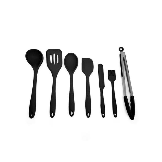 Imagem de Kit De Utensílios De Silicone Com 7 Peças Preto - Oikos