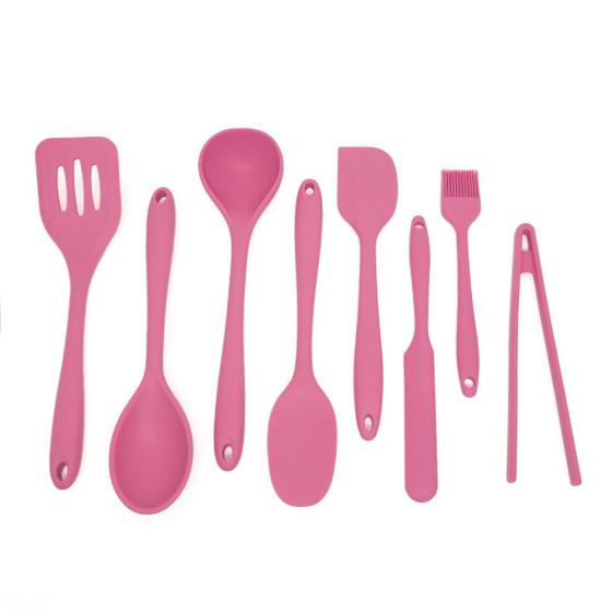 Imagem de Kit de Utensílios de Silicone com 8 Peças Rosa - Oikos