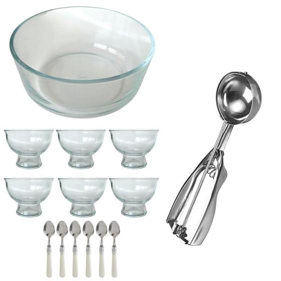 Imagem de Kit de Utensílios Para Servir Sobremesas 14 Peças Vidro / Inox