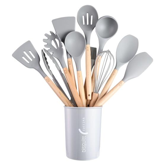 Imagem de Kit De Utensílios Silicone Espátula Cozinha Biscuitt Cuccina 12 Peças 