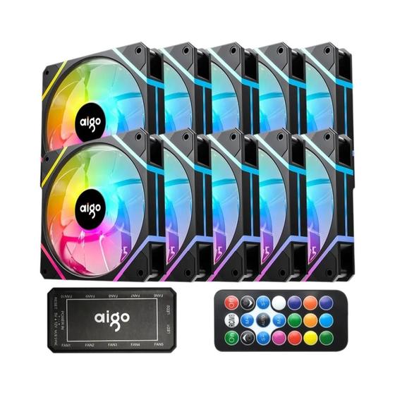 Imagem de Kit de Ventilador Aigo AM12 RGB - 120mm - Compatível com Refrigeração a Água