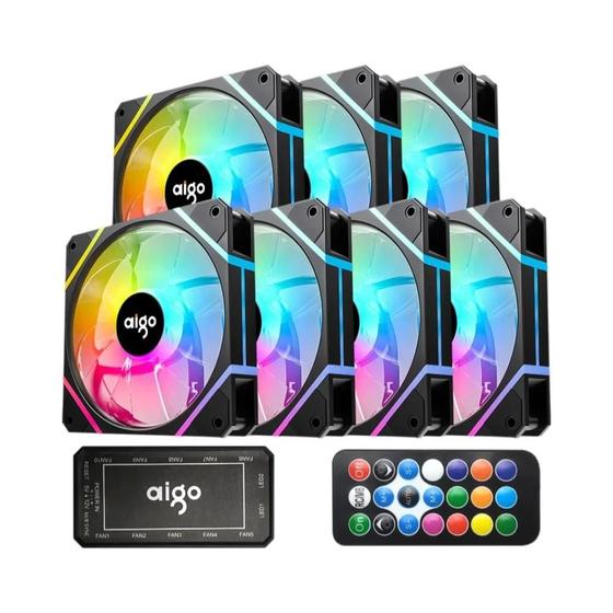 Imagem de Kit de Ventilador Aigo AM12 RGB - 120mm - Compatível com Refrigeração a Água