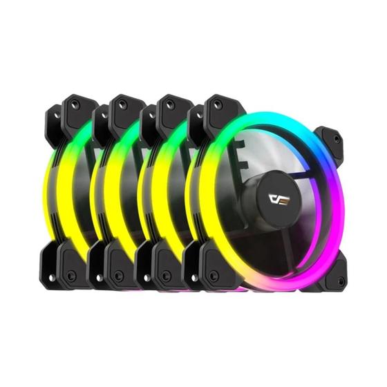 Imagem de Kit de Ventiladores Darkflash DR11 RGB/ARGB - Resfriamento Duplo com Anel de 6 LEDs