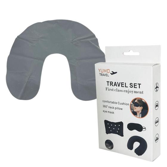 Imagem de  Kit De Viagem Travesseiro Almofada De Pescoço Inflável E Máscara De Dormir