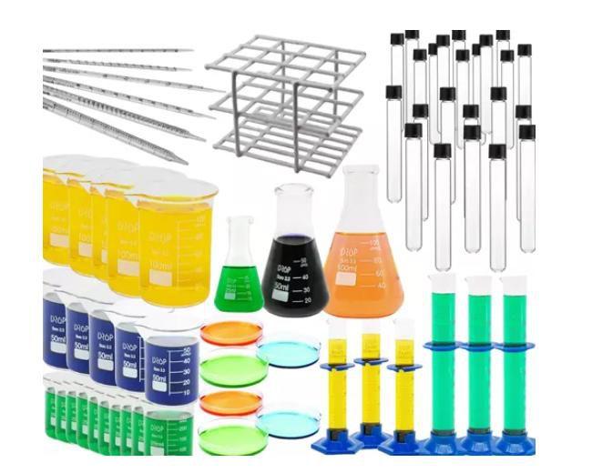 Imagem de Kit De Vidraria 160 Peças Para Laboratório Escolar Ciências