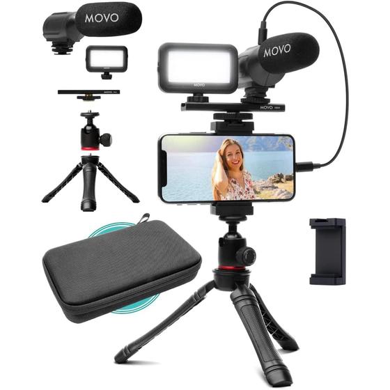 Imagem de Kit de Vlog Movo iVlogger para iPhone - com Tripé, Luz e Microfone