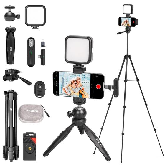 Imagem de Kit de vlog USKEYVISION VLOG K5 com microfone de lapela sem fio