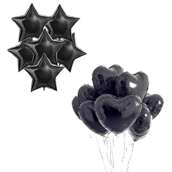 Imagem de kit decoração 10 balão de estrela + 10 balão de coração