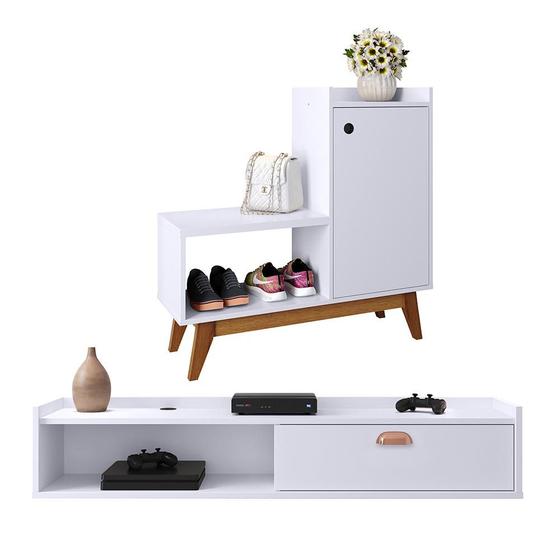 Imagem de Kit Decoração Casa Completa Sapateira Shoes Vertical Prateleira Interna Rack Suspenso Home Decor Puxador Concha - RPM Móveis