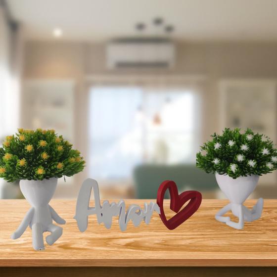 Imagem de Kit Decoração Criativa Sala Cozinha + Vasos + Plantas + Amor