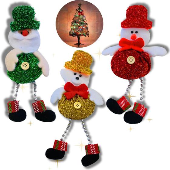 Imagem de Kit Decoração De Natal 03 Enfeites Bonecos Papai Noel