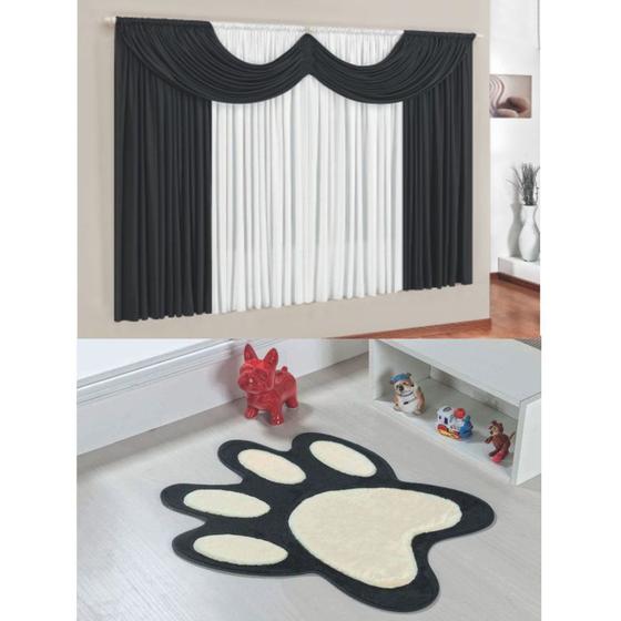 Kit Decoração Molecada Quarto Infantil = Cortina Malha 2 Metros + Tapete Pelúcia Patinha Pet - Preto Menor preço em Kit Decoração Molecada Quarto Infantil = Cortina Malha 2 Metros + Tapete Pelúcia Patinha Pet - Preto