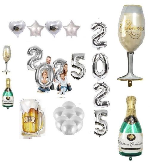 Imagem de Kit Decoração Reveillon Ano Novo Prata Balões 2025