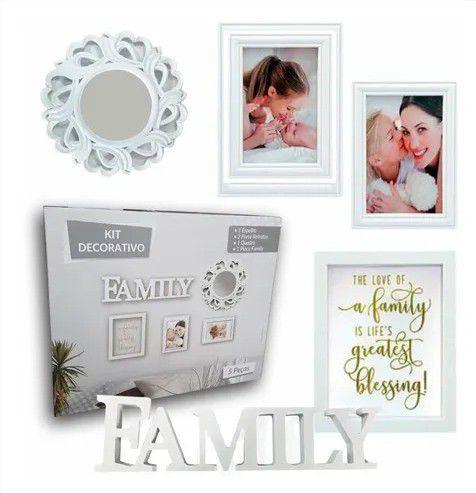 Imagem de Kit decorativo 5 pcs espelho porta retrato quadro placa