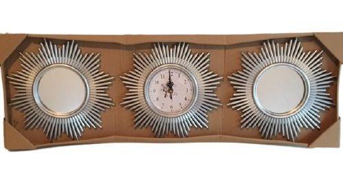 Imagem de Kit Decorativo Com 3 Peças Relógio E Espelho