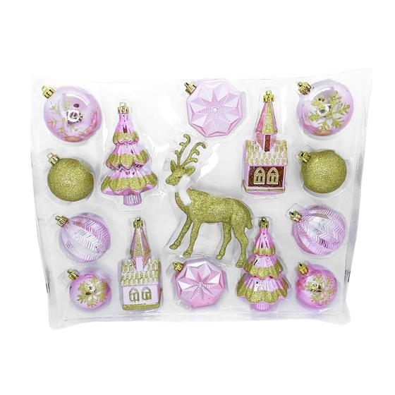 Imagem de Kit Decorativo para Árvore - Rosa e Dourado - Cromus Natal  - 1 unidade - Rizzo