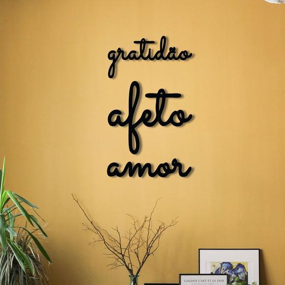 Imagem de Kit Decorativo Parede Mdf 6mm Palavras Gratidão Afeto Amor