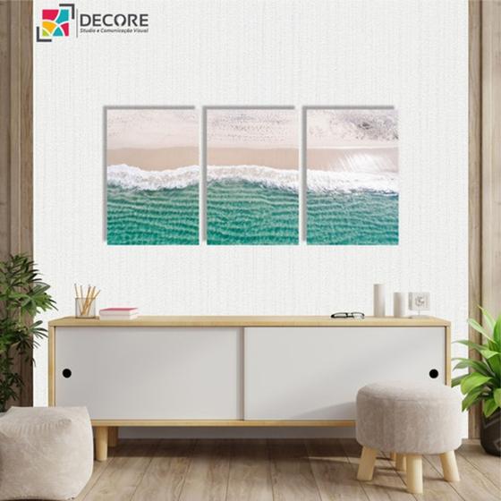 Imagem de Kit Decorativos 3 Peças 40x60 Mdf Areia Mar Praia Paisagem