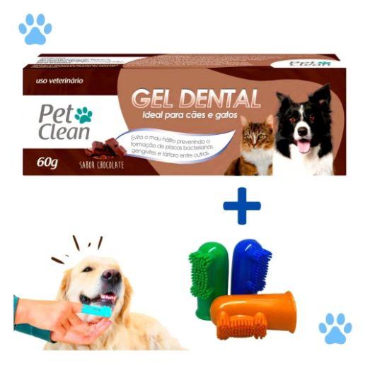 Imagem de Kit Dedeira + Pasta de Dente Pet Clean Cães Cachorro Gato