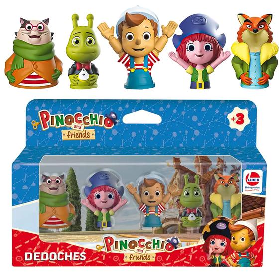 Imagem de Kit Dedoches Brinquedos Fantoches De Dedo Desenho Pinóquio E Seus Amigos Personagens Bonecos - Líder Brinquedos