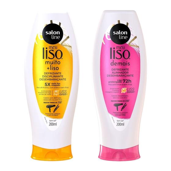 Imagem de Kit Defrizantes Meu Liso Demais e Muito+Liso e 200ml Salon Line