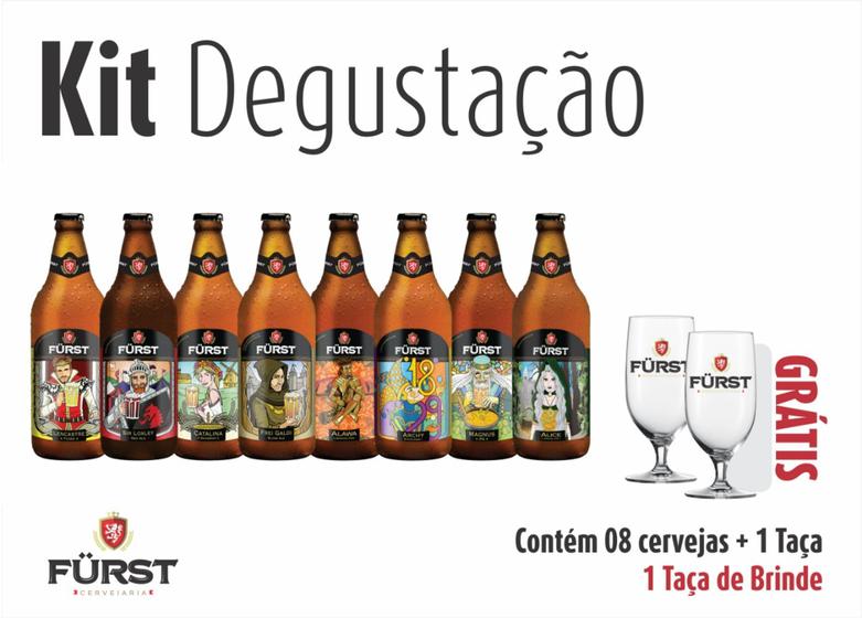 Kit Degustação Cervejas Fürst + TAÇA BRINDE Menor preço em Kit Degustação Cervejas Fürst + TAÇA BRINDE
