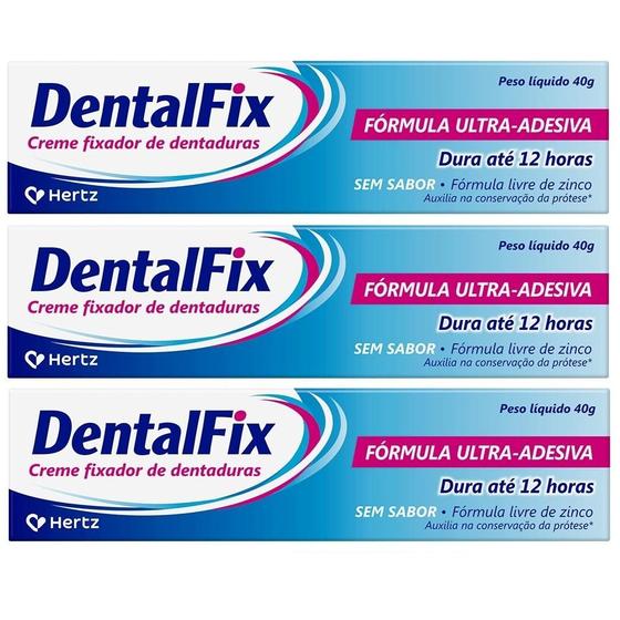 Imagem de Kit DentalFix Creme Fixador Sem Sabor Com 3 Un De 40g Cada