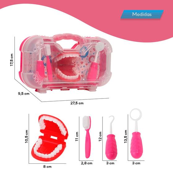 Imagem de Kit Dentista Infantil Brinquedo Menina Boca Articulada