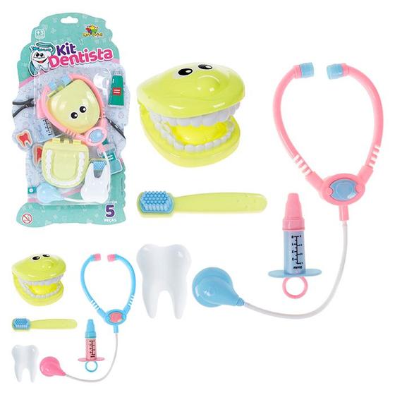 Imagem de Kit Dentista Infantil Conjunto Com Estetoscópio e Acessórios - KIT DENTISTA - 5 PEÇAS PARA MENINOS E MENINAS