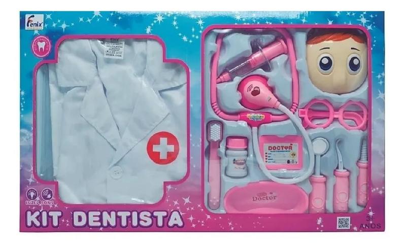 Imagem de Kit Dentista Infantil Menino Menina Azul ou Rosa Som E Luz