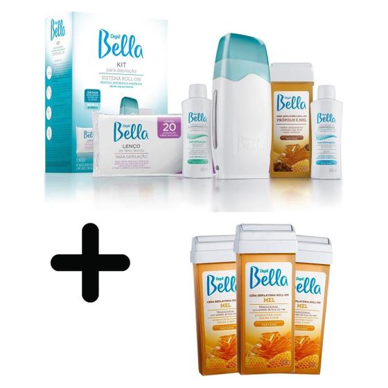 Imagem de Kit Depil Bella Bivolt + 3 Ceras Refil Mel - Prático