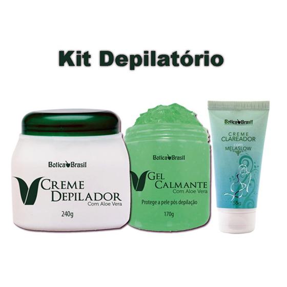 Imagem de Kit Depilatório 3 Itens Creme para Depilação Gel Calmante Pós Depilação Creme para Clarear Axilas e Virilhas