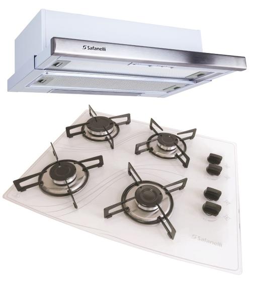 Imagem de Kit Depurador De Embutir Inox 60cm E Cooktop 4 Bocas Safanelli