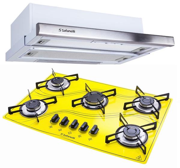 Imagem de Kit Depurador Embutir 60cm Cooktop 5 Bocas Amarelo Safanelli