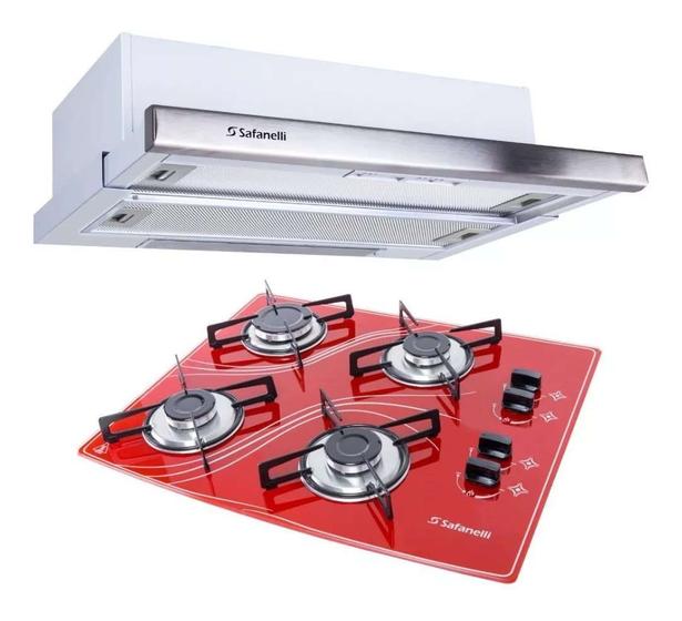 Imagem de Kit Depurador Embutir 60cm e Fogão Cooktop 4 Bocas Safanelli