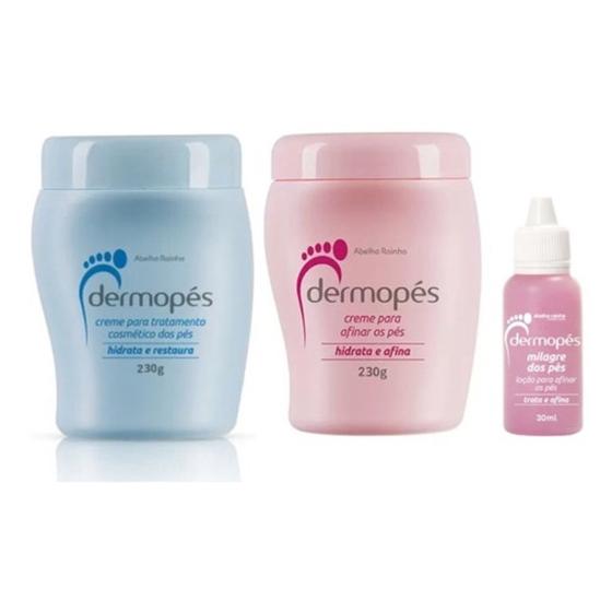 Imagem de Kit Dermopés Abelha Rainha Creme  para os pés Hidrata e Afina + Restaura + loção milagre Pés 30ml.