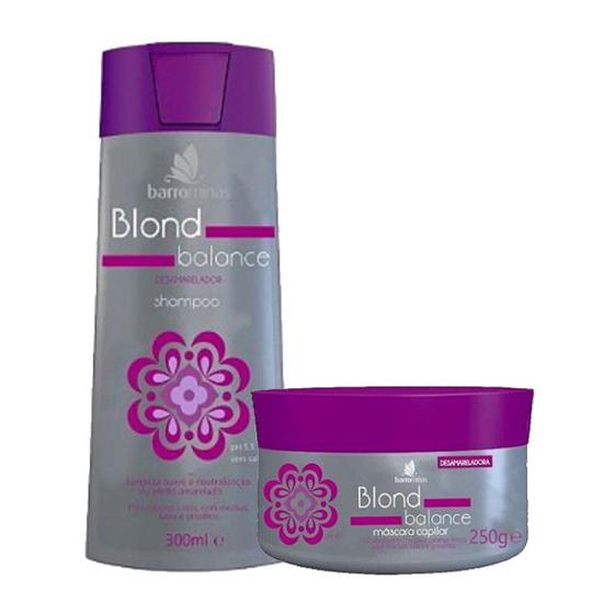 Imagem de Kit Desamarelador para Cabelos Tingidos de Loiro ou Grisalhos BARROMINAS Blond Balance Shampoo + Máscara